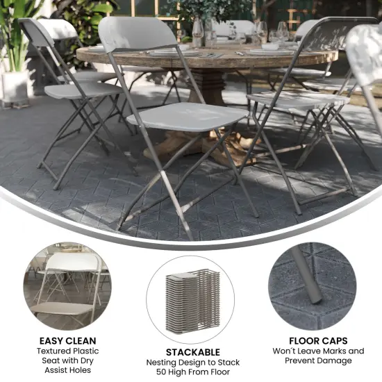 Emma and Oliver Set of 2 Stackable Folding Plastic Chairs - 650 LB Weight Capacity {4}