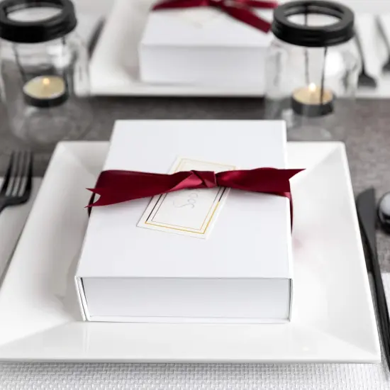 White Hard Gift Box with Magnetic Closure Lid 7 inch x 5 inch x 1.6 inch Rectangle Small Boxes For Gifts With White Glossy Finish (2 Boxes), 1 Count (Pack of 2) {4}