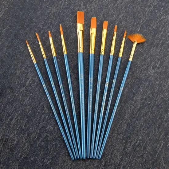RSET-9194 | 10pc Golden Taklon Variety Brush Set {3}
