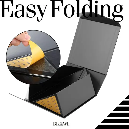 6 Collapsible Groomsman Gift Boxes with Magnetic Lids, 7.5x7.5x3 Inches (Matte Black) {5}