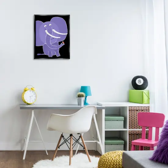 Stupell Industries Elephant & Bird on Black Floating Frame Design by Carla Daly {2}