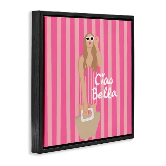 Stupell Industries Pink Striped Glam Girl Floating Frame Design by Chen Alyesh {3}
