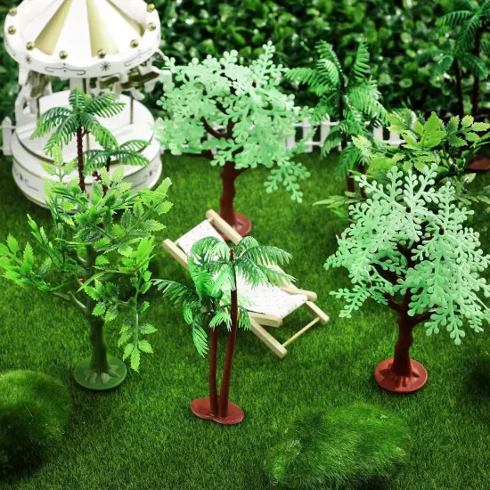 24 Pcs Mini Toy Jungle Trees Plastic Model Coconut Trees Figurines with Base Cake Decoration Rainforest Diorama Supplies Scenery Architecture {3}