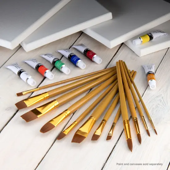 RSET-9303 | 12pc Brown Taklon Long Handle Variety Brush Set {5}