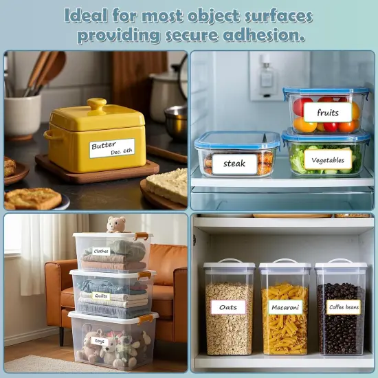 Dry Erase Labels Sticky Notes for Containers, Reusable Waterproof Removable Stickers for Organizing, Freezer, Kitchens, Classroom, Whiteboard, All Purpose Use {4}