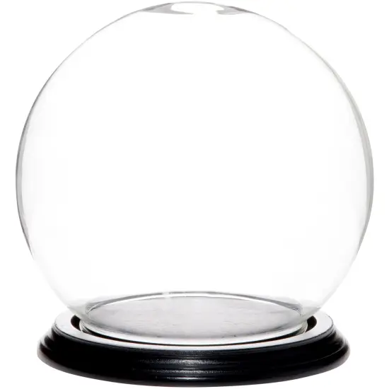 Plymor 6" x 7" Glass Display Dome Globe Cloche (Black Wood Veneer Base) {1}