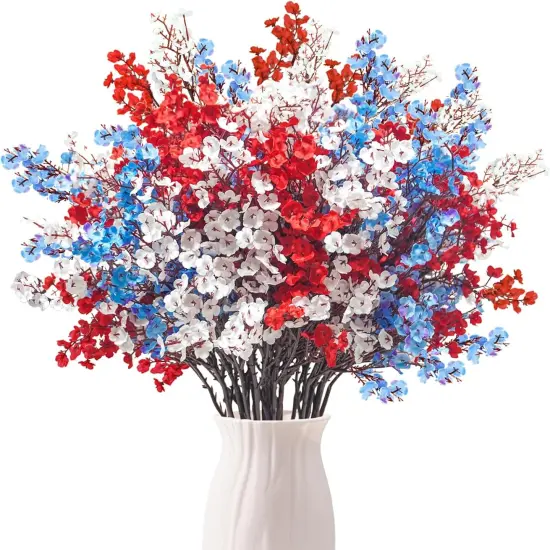4th of July Artificial Flowers Fake Patriotic Babys Breath Flowers for Independence Day {1}