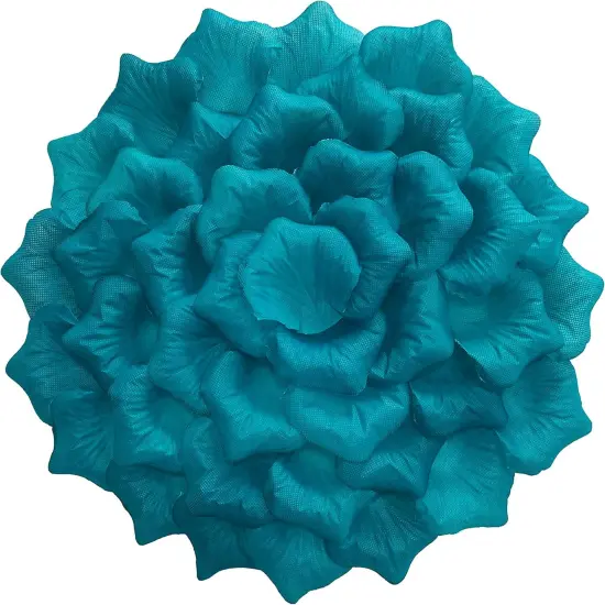 Turquoise Rose Petals for Wedding, 5000 Pcs Turquoise Faux Silk Rose Petals for Romantic Night for Her Set,2.3''Teal Turquoise Blue Artificial Fake Flower Petals for Decorations {5}