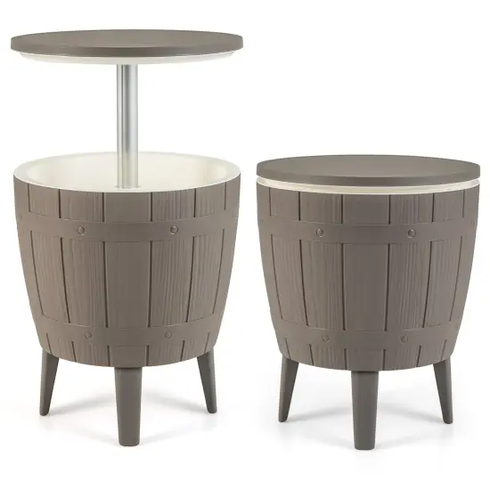 PP Metal 3-in-1 Cooler Bar Table with 10 Gallon Bucket Brown {8}