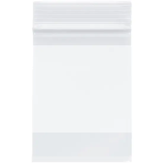 Plymor 3" x 4", 2 Mil with White-Block Zipper Reclosable Plastic Bags {1}