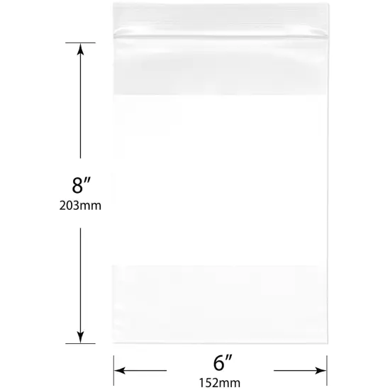 Plymor 6" x 8", 4 Mil with White-Block Heavy Duty Zipper Reclosable Plastic Bags {3}