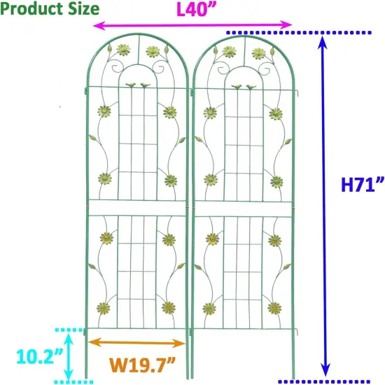 2-Pack Rustproof Metal Garden Trellis 71"x19.7" {5}