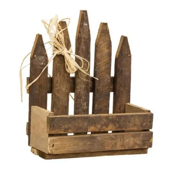 Distressed Wooden Planter with Raffia Bow for Home Decor {1}