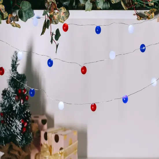 Memorial Light 4th of July Decorations 10 FT 40 LED Ball Lights with Remote Red White and Blue Lights Ideal Indoor and Outdoor Patriotic Decorations {2}