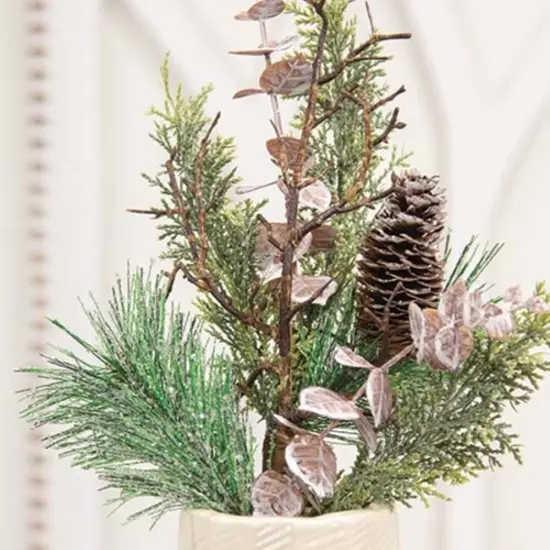 Icy Woodland Pine Eucalyptus Pick with Pinecones 17.5 Inches for Winter Decor {3}