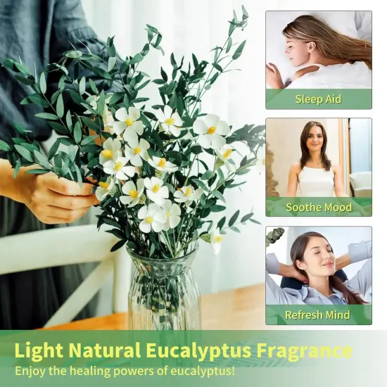 20+ Small Branches Dried Eucalyptus Preserved Greenery Stems, 7-14 Pcs 17'' 4oz Natural Real Eucalyptus Bundles for Shower, Green Leaves Plant for Arrangement, Wedding, Home, Office Decor {2}