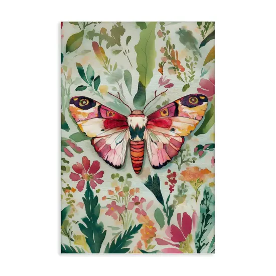 Stupell Industries Butterfly over Abstract Flowers Canvas Design by The Dutch Lady {1}