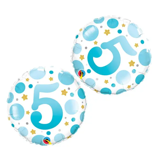 Age 5 Blue Dots 18 Inch Foil Mylar Balloon {2}