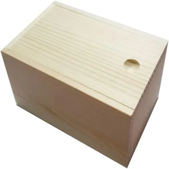 Wooden Unfinished Storage Box with Slide Top {3}