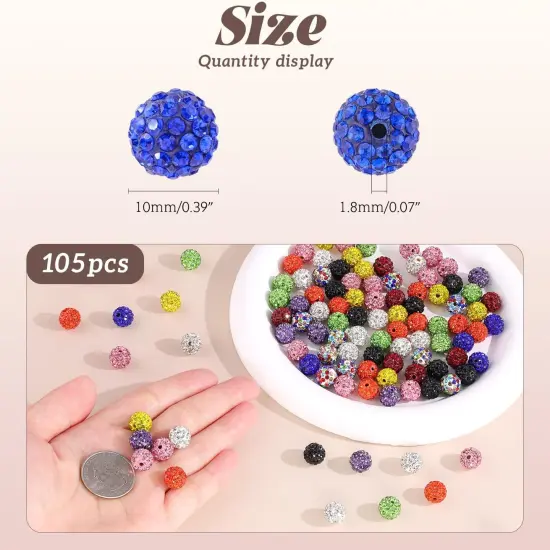 105pcs 10mm Rhinestone Beads for Jewelry Making, Dark Green Shiny Round Disco Ball Beads Bulk, Sparkle Crystal Clay for Bracelet Baseball Necklace Earring Crafting and DIY {3}