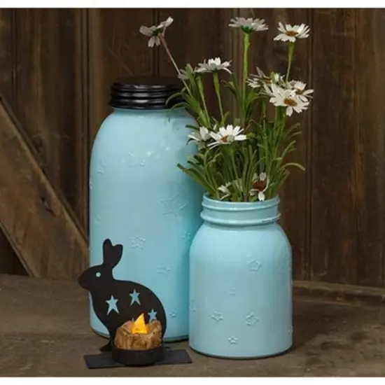 Black Metal Rabbit Tealight Holder and Star Cutouts {2}