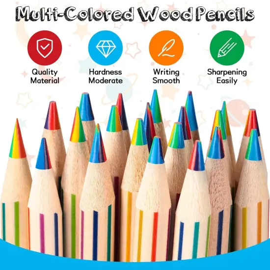 48 Pcs Rainbow Colored Pencils Bulk 7 Color in 1 Wooden Rainbow Pencil with 4 Pieces Sharpener {3}