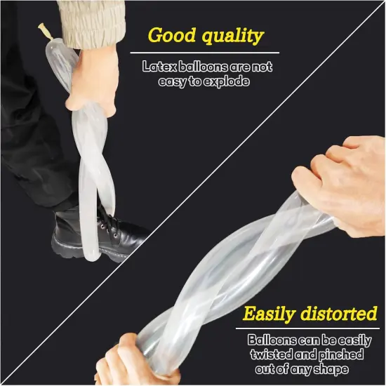 260 Clear Long Balloons for Animals, Thickening Skinny Latex Twisting Balloons for Arch Modeling Magic Clown Birthday Wedding Party Decorations 100pcs {4}