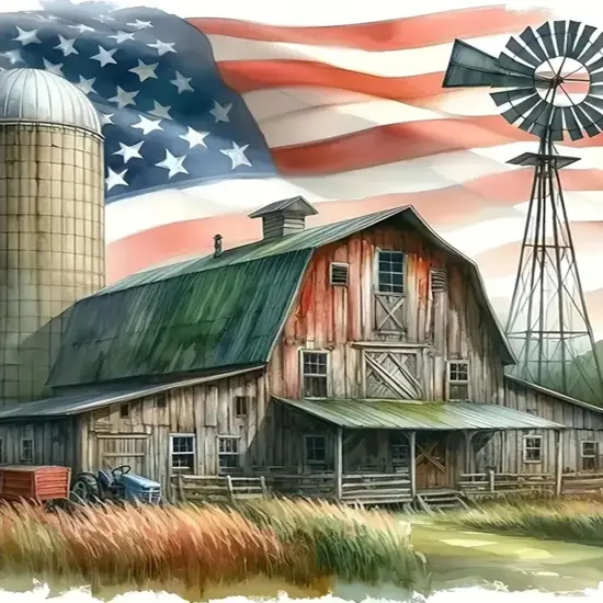 DIY 5D Diamond Painting Kits for Adults Diamond Art American Flag Landscape Rustic Farmhouse Diamond Painting Full Drill Crystal Embroidery Craft Kits for Home Wall Decor Gifts 11.8x11.8inch {1}