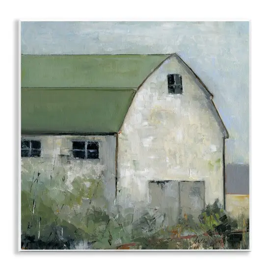 Stupell Industries Barn View with Green Roof Wall Plaque Design by Sally Swatland {1}