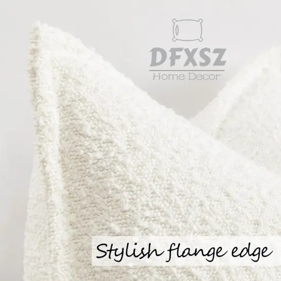 White Color Simple Imitation Lamb Wool Loop Yarn Texture Throw Pillow Covers 18x18 inch Set of 2 Decorative Couch Cushion Case for Chair Sofa Bedroom Living Room Home Decor {3}
