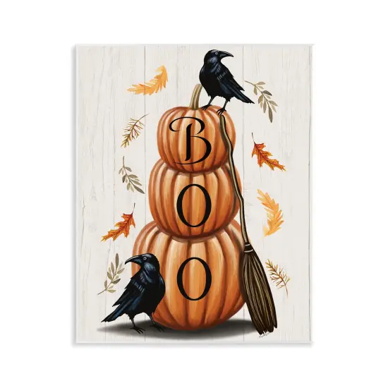 Stupell Industries Boo Crows & Pumpkins Wall Plaque Design by Elizabeth Tyndall {1}