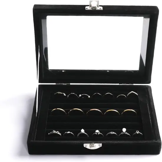 7 Slot Rings/Earring Organizer Tray with Clear Lid Jewelry Box {3}