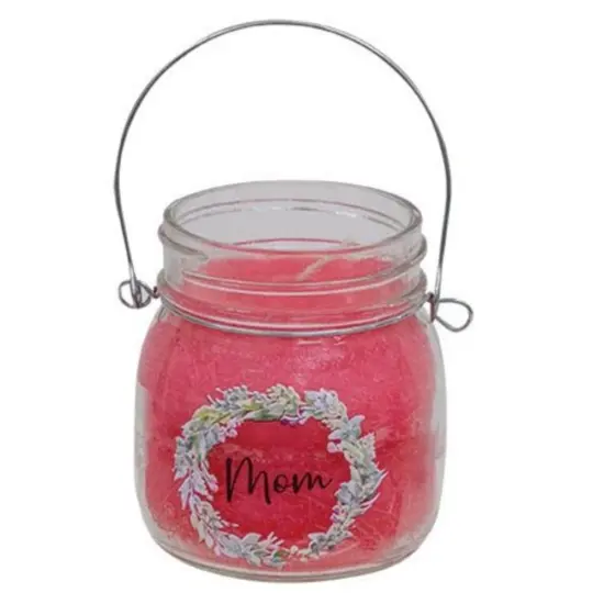 Mom Wreath Jar Candle 6oz Strawberry Lemonade {1}