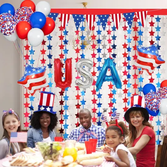 Red White and Blue Balloons Party Decorations with Patriotic Theme Foil Fringe Curtain for Graduation Party Supplies Nautical Veterans Memorial Day 4th of July Balloon Arch Decorations {2}