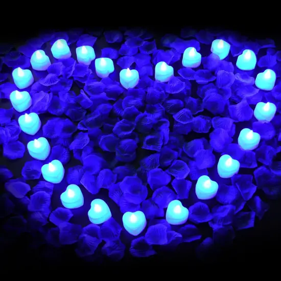 Artificial Rose Petals with LED Tea Lights Kit, for Special and Romantic Night Valentine Wedding Decor {1}