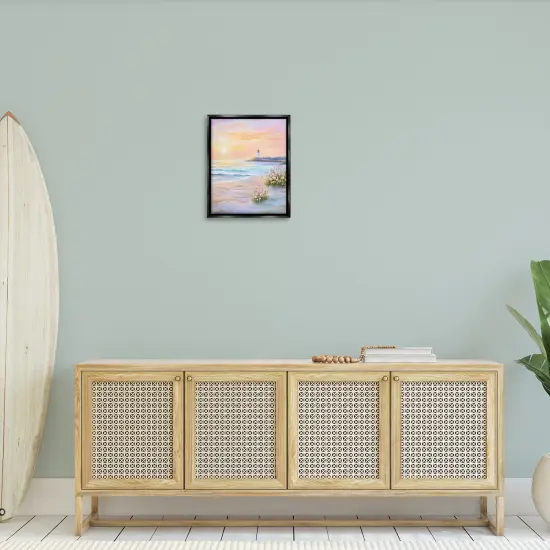 Stupell Industries Warm Sunrise with Distant Lighthouse Floating Frame Design by Arlington Prints {2}