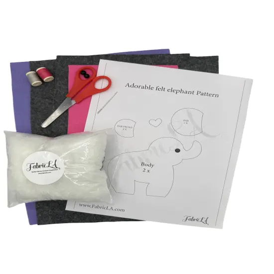 Felt Elephant DIY Craft Kit by FabricLA | Easy Sewing Project for Beginners | Suitable for Ages 9 & Up {5}