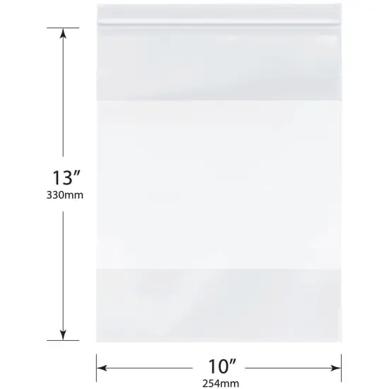 Plymor 10" x 13", 4 Mil with White-Block Heavy Duty Zipper Reclosable Plastic Bags {3}
