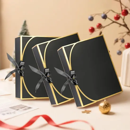 10 Pack Gold Foil Gift Boxes with Lids, Luxury Bridesmaid Proposal Box, Black Gift Boxes for Presents, Wedding, Baby Shower, Birthday Party {4}