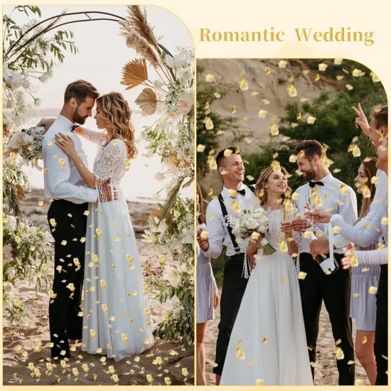 300PCS Fake Rose Petals, Gold Silk Rose Petals, for Romantic Night Romantic Festive Atmosphere Creation for Marriage Proposal Wedding Valentine's Day Decoration Party Activities {4}