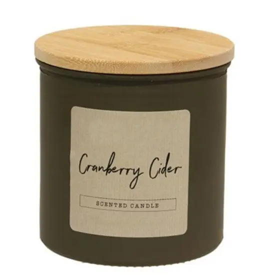 Scented Cranberry Cider Candle with Lead-Free Wicks and Matte Grey Jar 14oz {1}