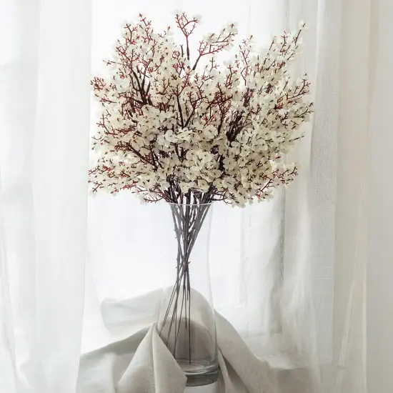 10 Pcs Baby Breath Bulk Silk Artificial Flowers Bouquet Real Touch Flowers for Home Kitchen Party Centerpieces Decoration（White） {4}