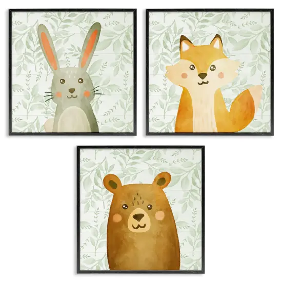 Stupell Industries Joyful Woodland Animals 3pc Framed Giclee Set Design by Kim Allen {1}
