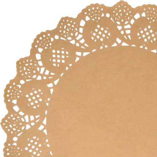 300 Pack Rustic Round Paper Place Mats 12" Disposable Light Brown Kraft Doilies Lace Scallop Doily {2}
