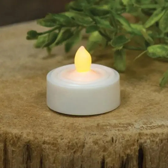 White LED Tealight Candle and Realistic Flicker, Battery Included {1}