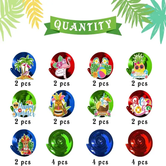 Hello Summer Hanging Swirls Streamers, Luau Hawaii Party Swirls Supplies, Beach Pool Hawaiian Birthday Wedding Retirement Party Hanging Decorations Supplies 30 PCS {2}