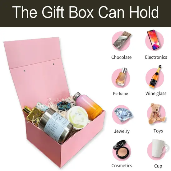 Pink Gift Box - 11x7.6x3.5 Inches Gift Boxes with Lids and Handles, Portable Magnetic Gift Boxes for Presents, Large Gift Box for Women {3}