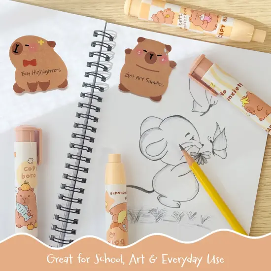 Wrapables Retractable Capybara Erasers, Clickable Push Button, Stationery Office Supplies (Set of 4) {6}