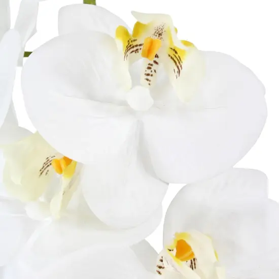 White Orchids in Ceramic Pot, Fake Orchid with Real Touch Stems, Tall Orchid Faux Flowers, Artificial Flora Table Arrangement Centerpiece,Gift for Mom,Wife,Friends. 13.4" Diameter, 20.5" Tall {3}