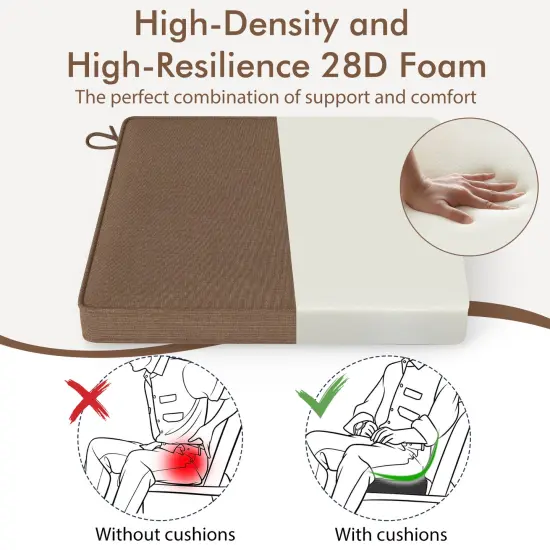 Set of 2 Square Waterproof Seat Chair Cushions Perfect for Dining Chairs or Patio Chairs Brown {5}